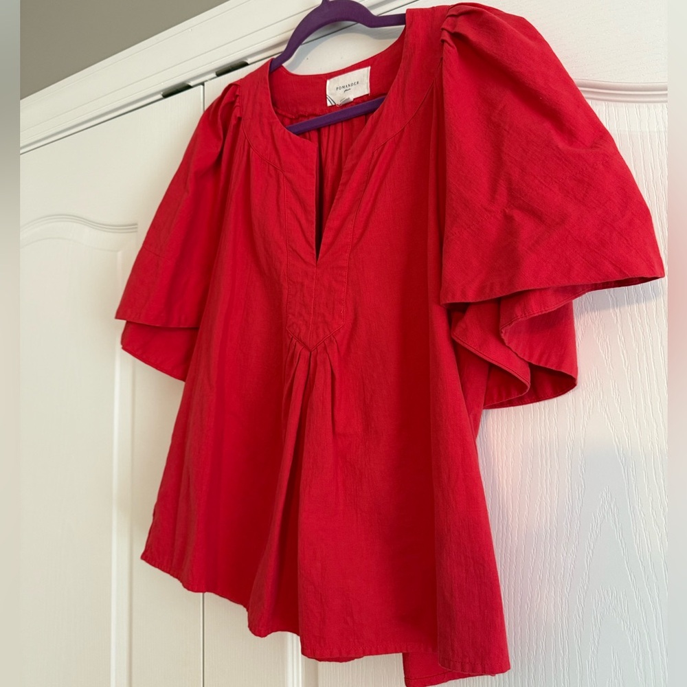 Pomander Place - Tuckernuck Finley Flutter Sleeve Top - Red - Picture 6 of 8
